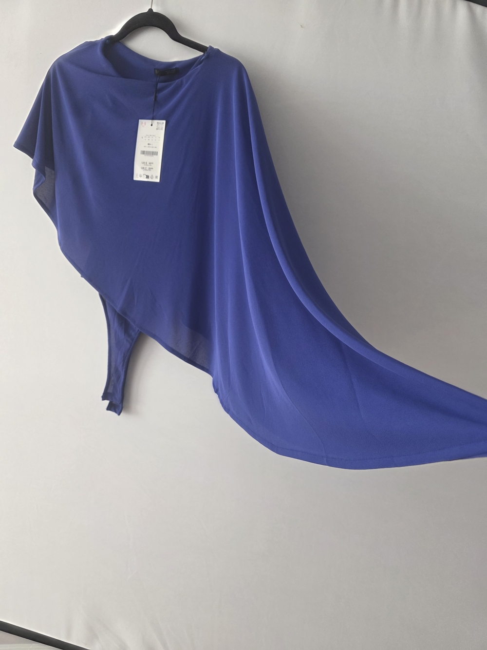 Zara One-Shoulder Draped Bodysuit in Cobalt Blue